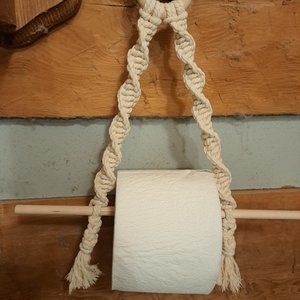 Macrame toliet paper holder